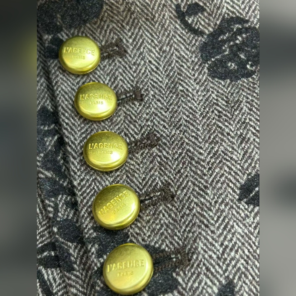 L'AGENCE Bethany Flocked Herringbone Blazer - Picture 11 of 12